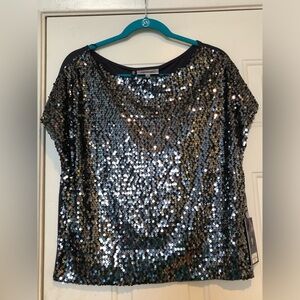 Jennifer Lopez Gray/Silver Sequin Top NWT